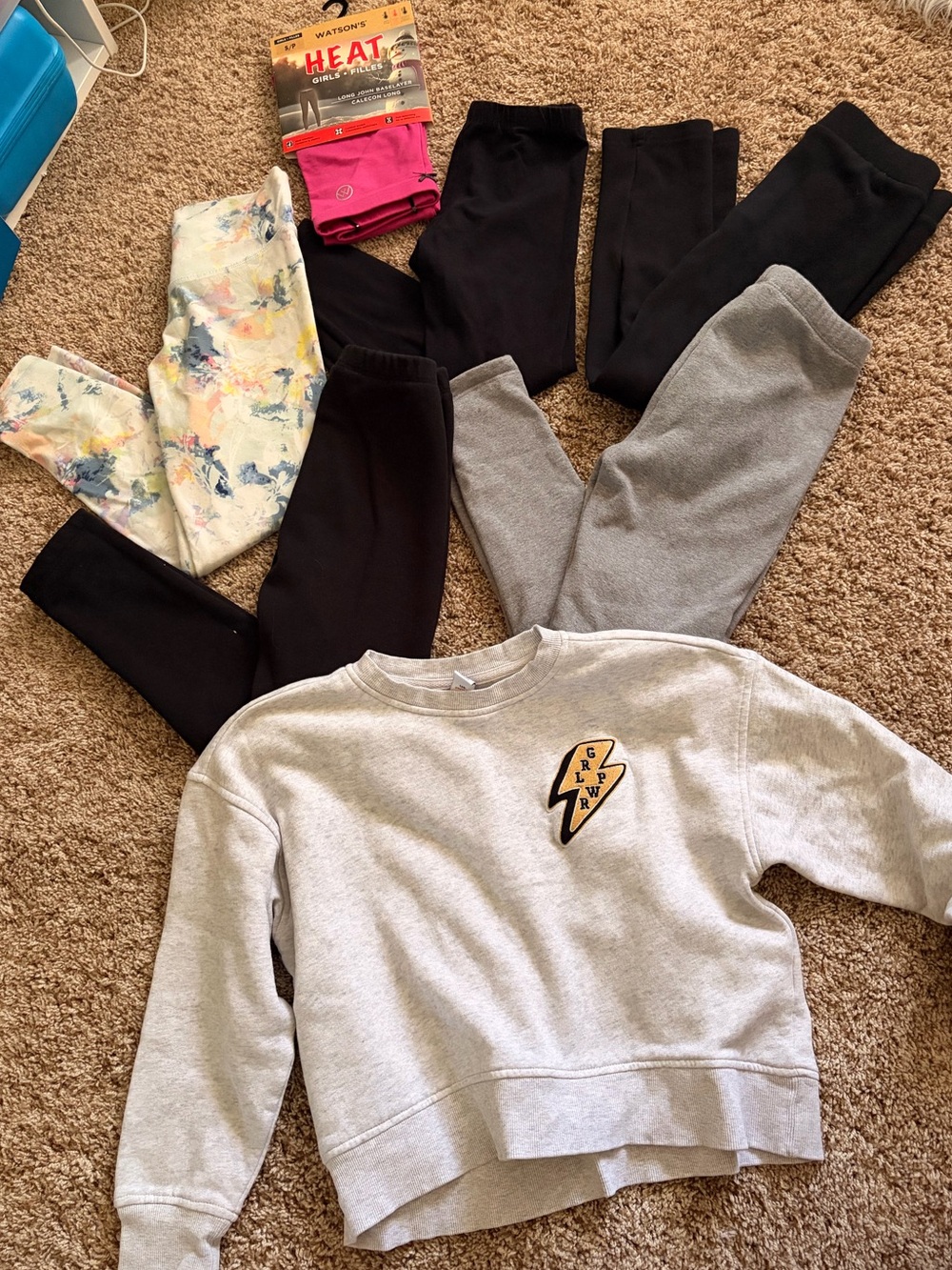 Kids Leggings Bundle in Black, Gray, Pink, Floral. Old Navy, Cat and Jack
